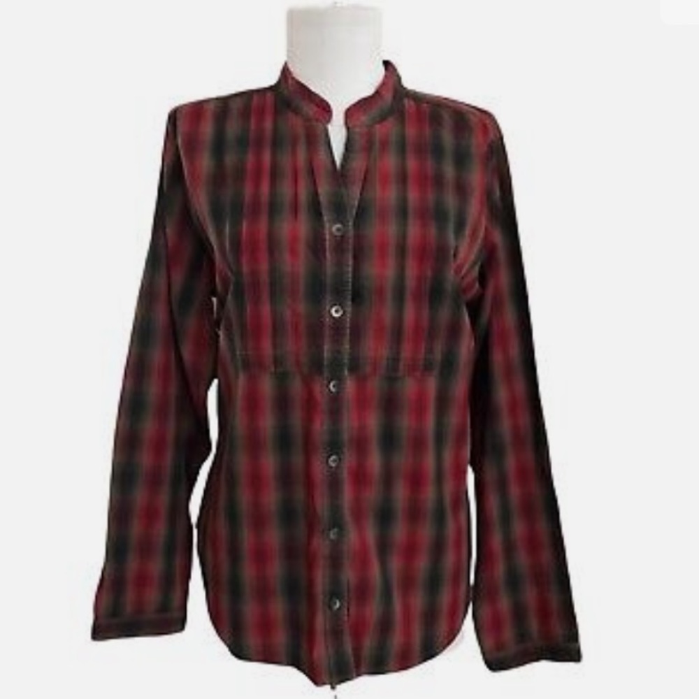 Woolrich Plaid Tuxedo Front Top Banded Collar
